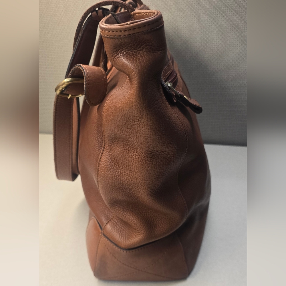Liz Claiborne Vintage Brown Leather Tote Bag Messenger - Picture 6 of 16